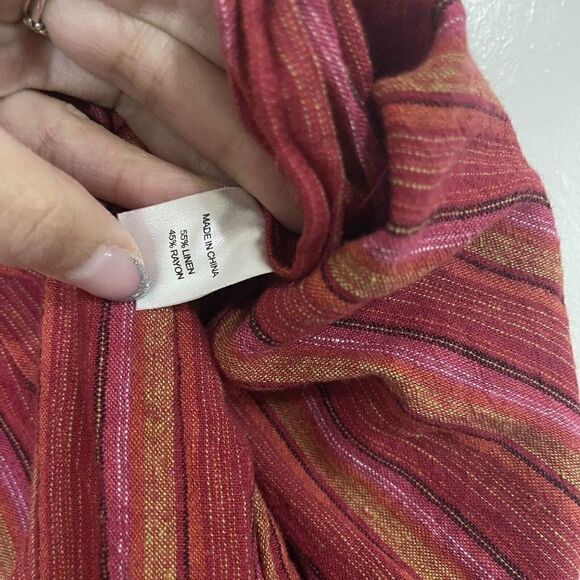 Anthropologie DREW Red stripe strapless emerson split leg Jumpsuit Linen Large - Picture 4 of 7